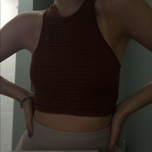 brown cropped halter top